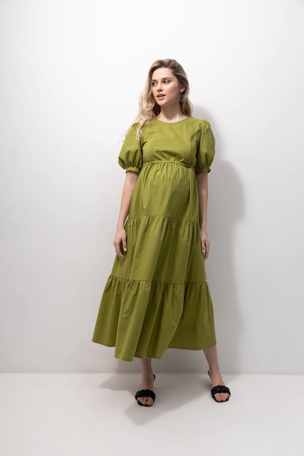 Сукня для вагітних і годування S-XL Юла мама PARIS DR-22.131 -зелений фото 2