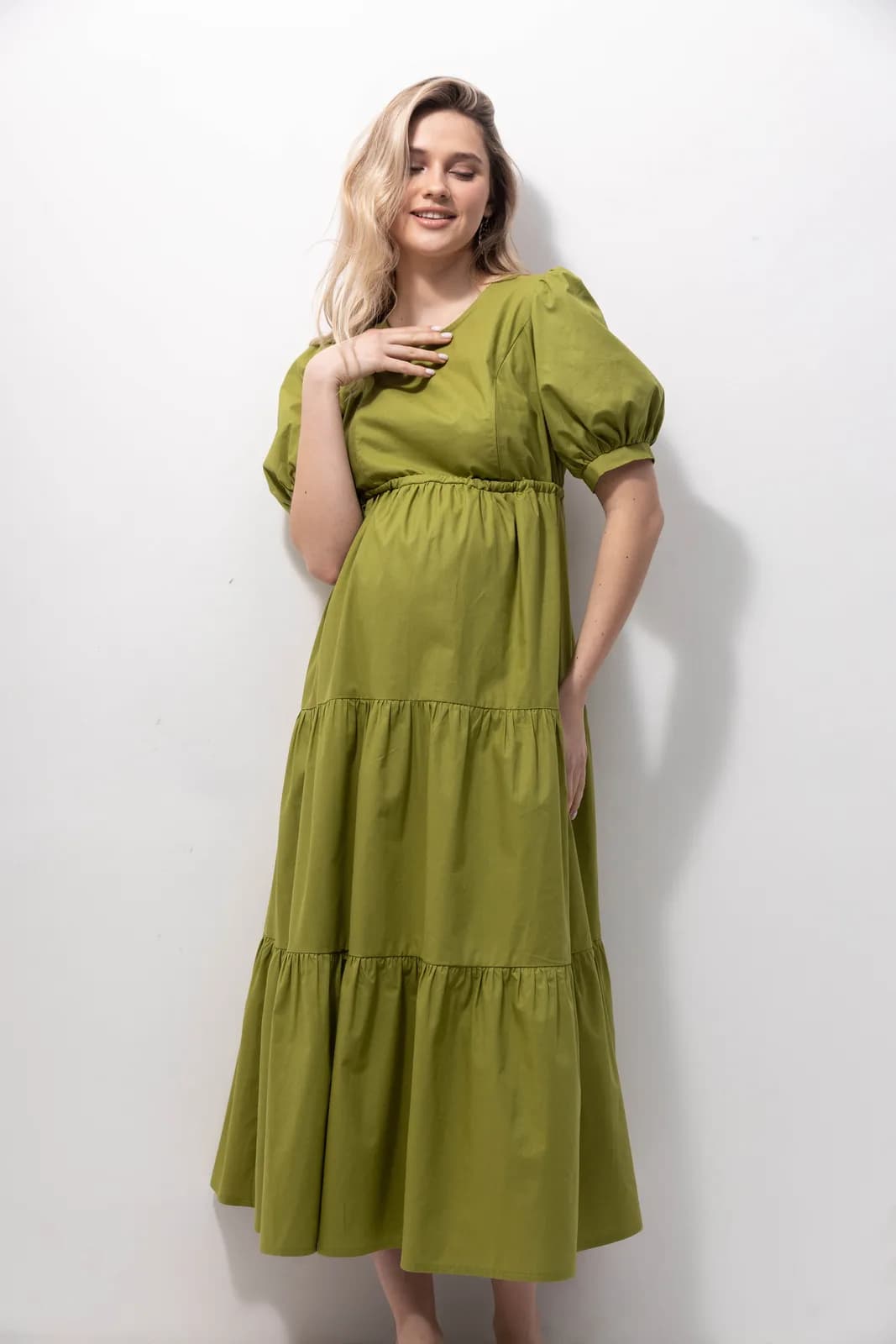 Сукня для вагітних і годування S-XL Юла мама PARIS DR-22.131 -зелений фото 4