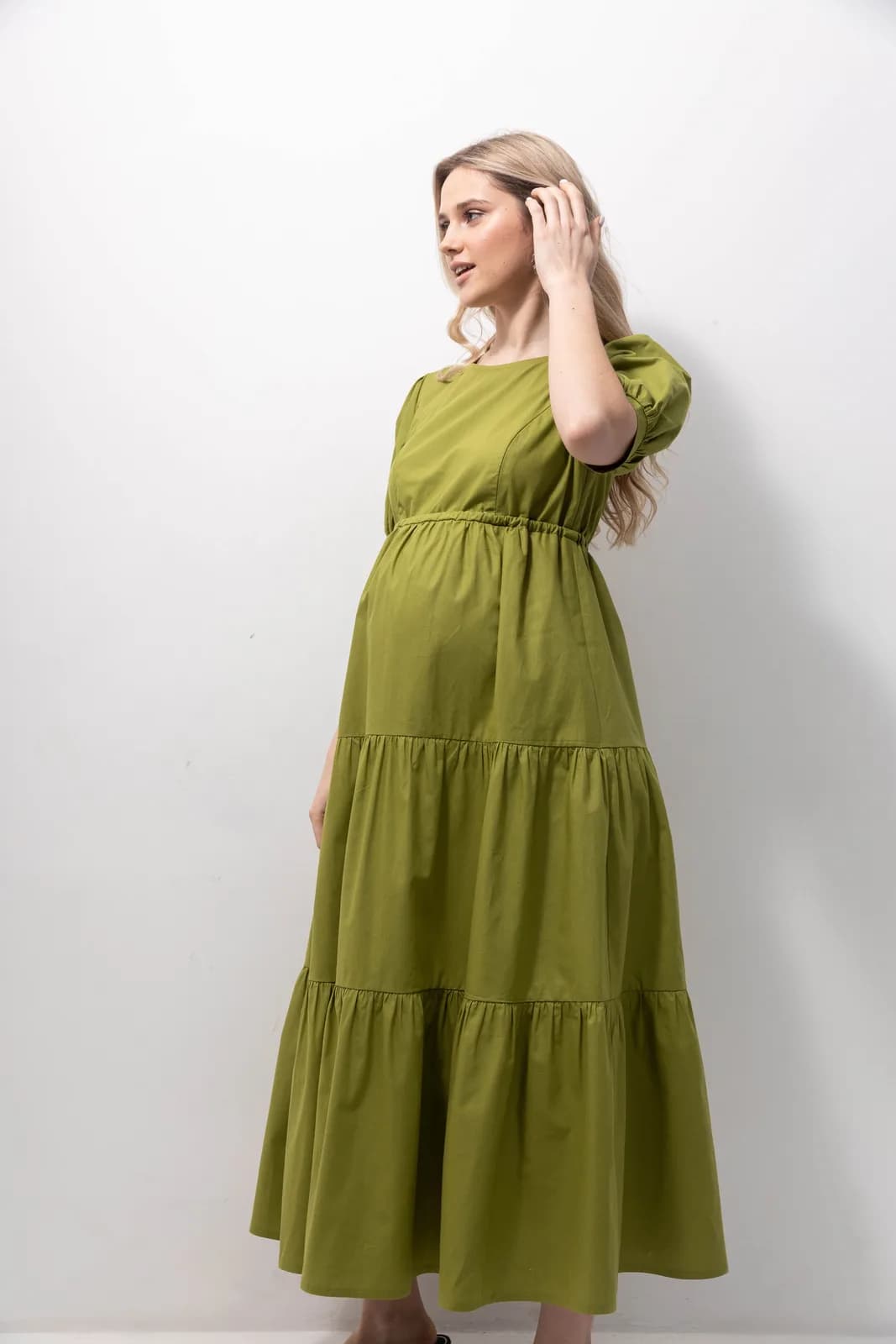 Сукня для вагітних і годування S-XL Юла мама PARIS DR-22.131 -зелений фото 5