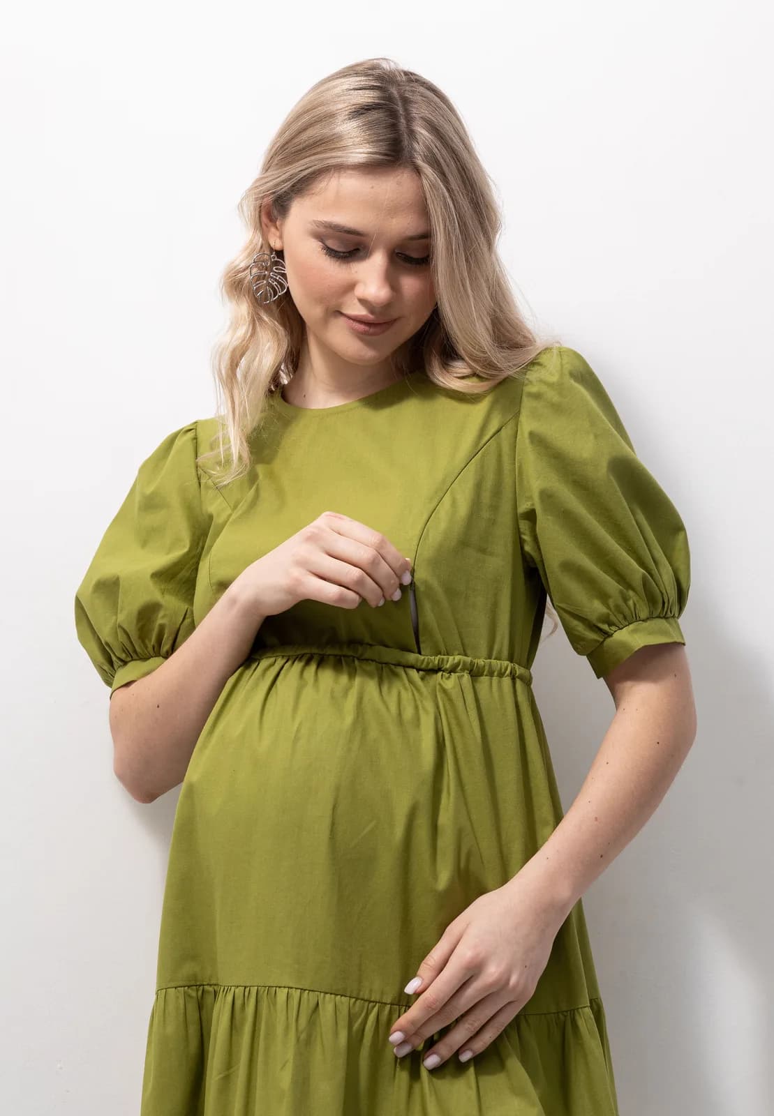 Сукня для вагітних і годування S-XL Юла мама PARIS DR-22.131 -зелений фото 6