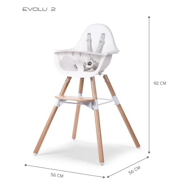 Стілець для годування Childhome Evolu 2 з бампером natural/white CHEVOCHNW фото 2