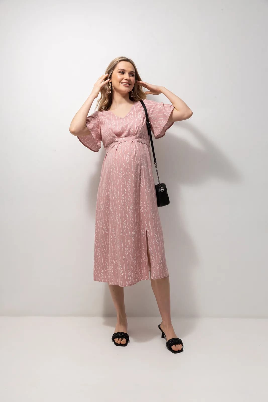 Сукня для вігітних і годування S-XXL Юла мама VANESSA DR-23.032 -рожевий фото 7