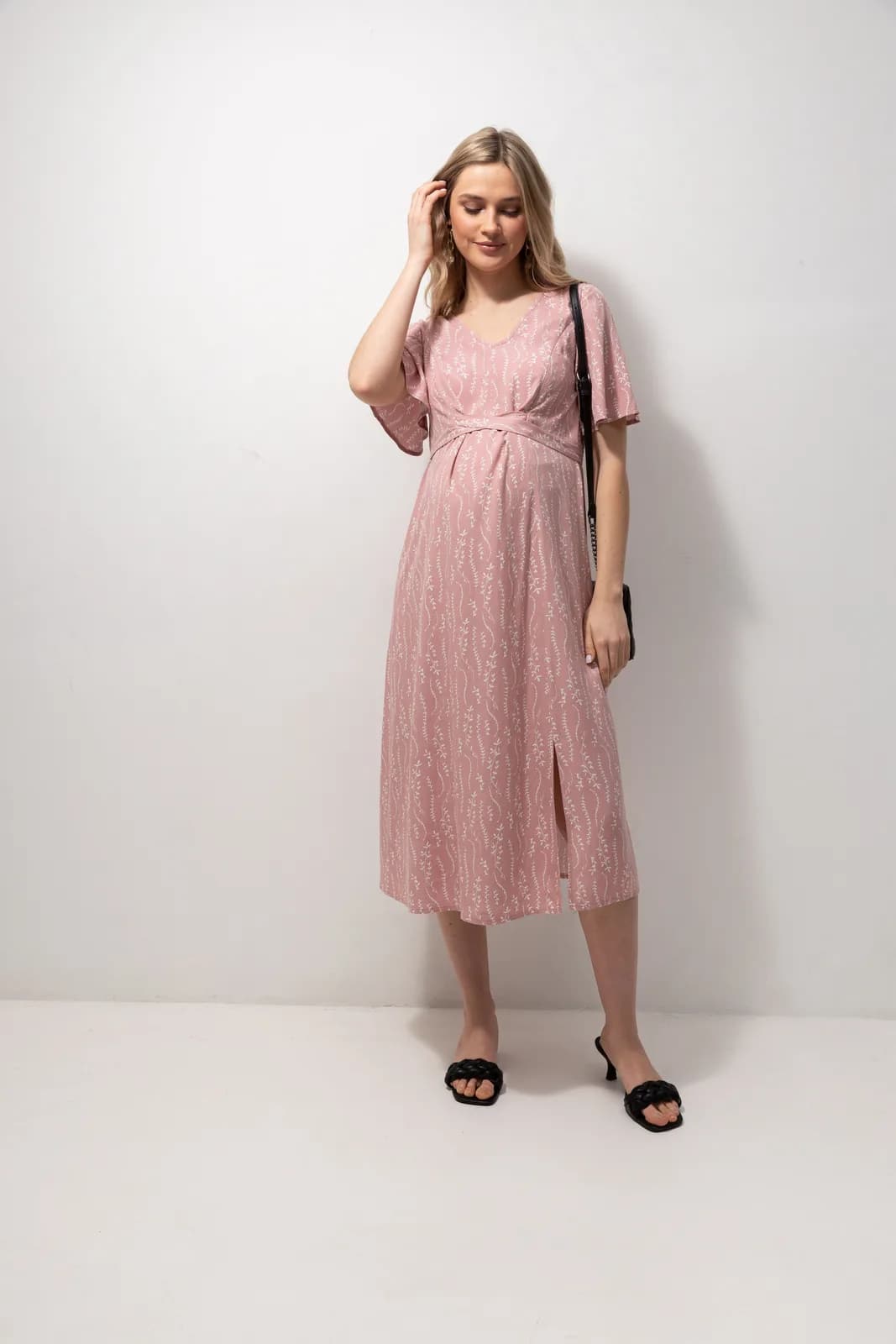 Сукня для вігітних і годування S-XXL Юла мама VANESSA DR-23.032 -рожевий фото 2