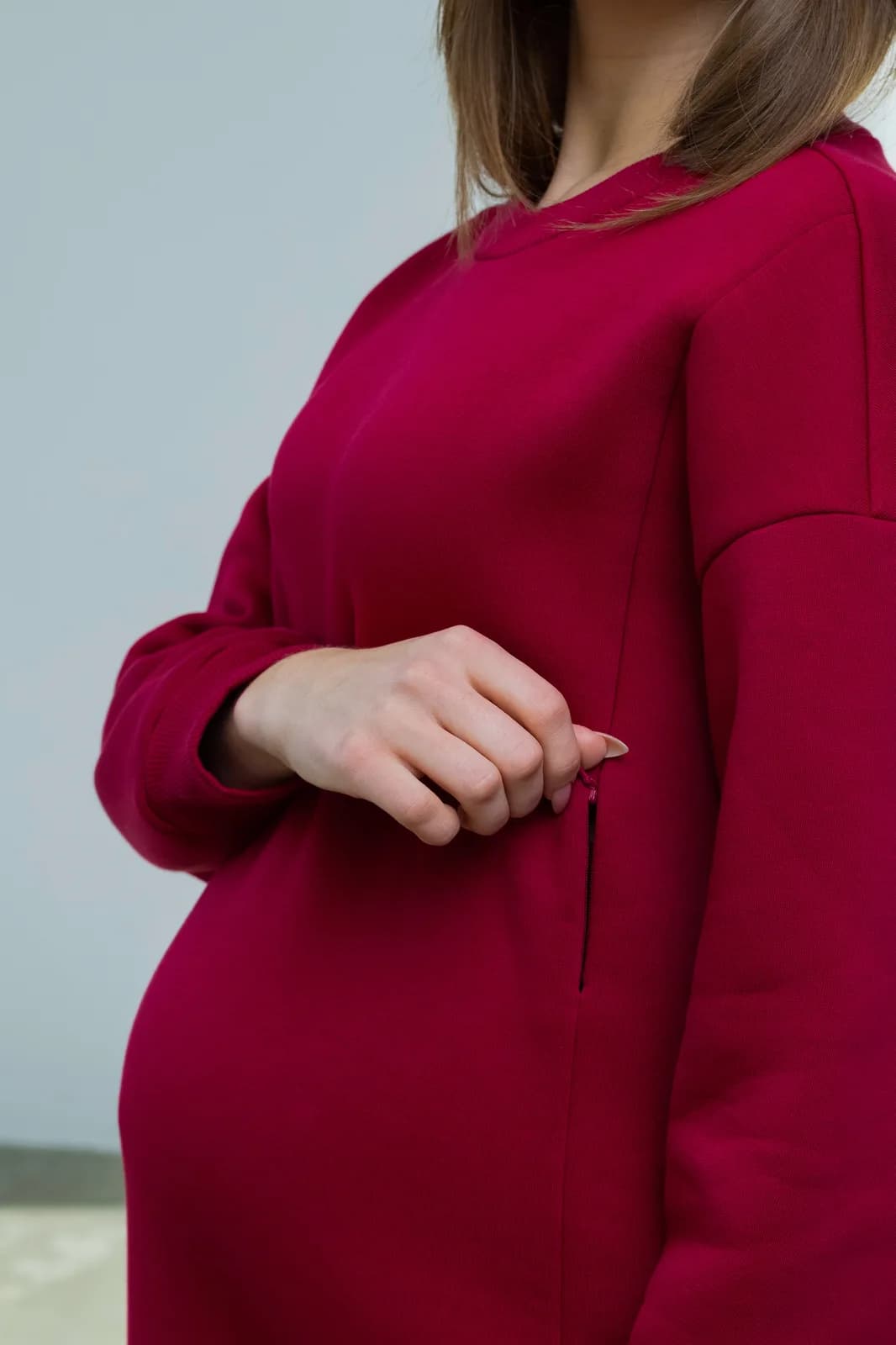 Костюм спортивний для вагітних та годування (толстовка+штани) S-XL Юла мама VIENO ST-42.012 -червоний фото 7