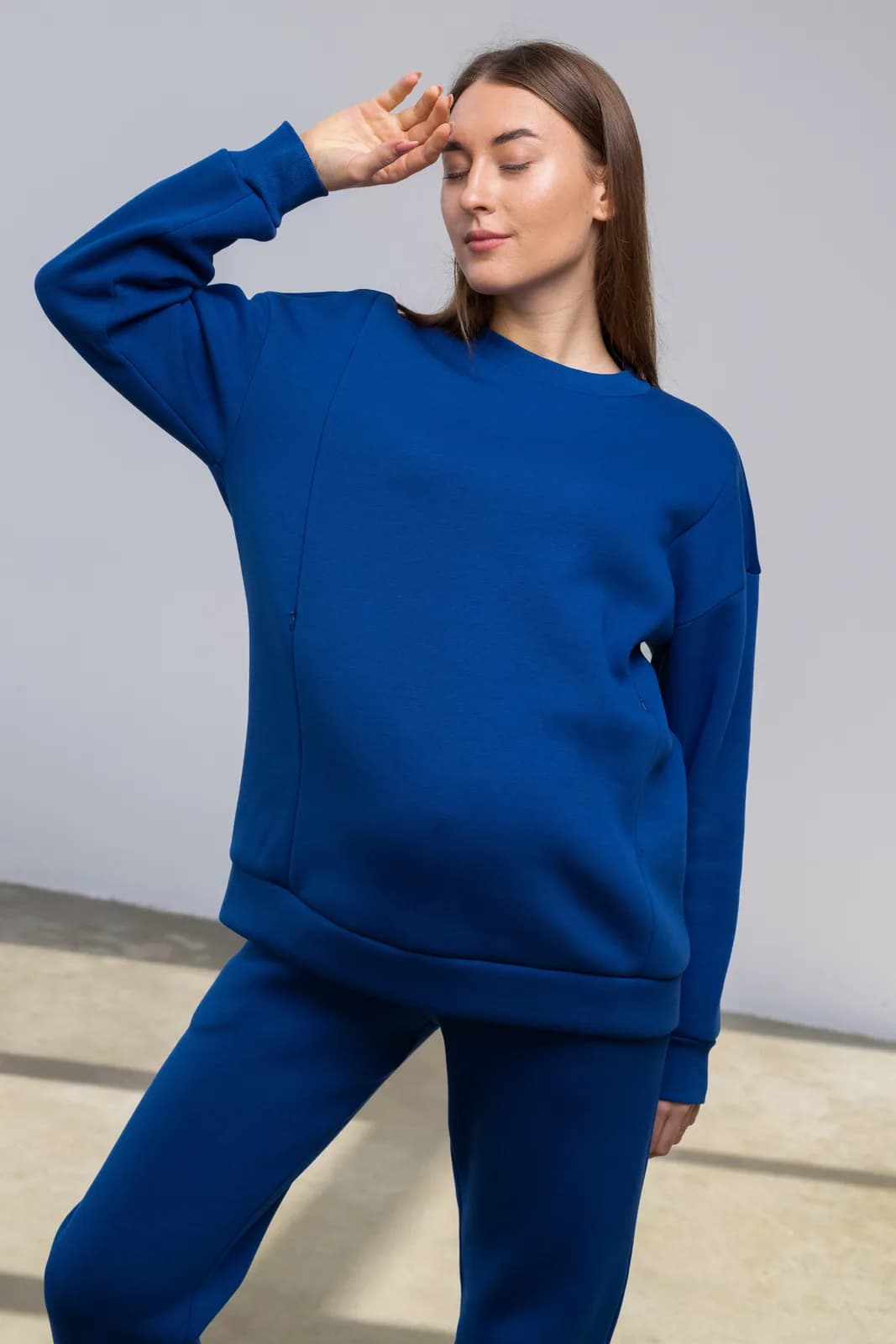 Костюм спортивний для вагітних та годування (толстовка+штани) S-XL Юла мама VIENO ST-42.011 -синій фото 7