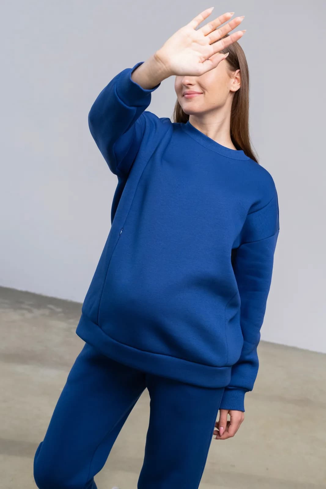 Костюм спортивний для вагітних та годування (толстовка+штани) S-XL Юла мама VIENO ST-42.011 -синій фото 5