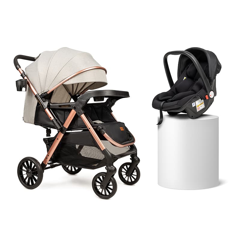 Коляска прогулянкова + автокрiсло Ninos Maxi 2 Light Grey Gold NM2025CSLG