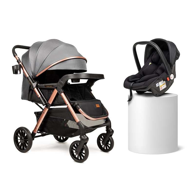 Коляска прогулянкова + автокрiсло Ninos Maxi 2 Grey Gold NM2025CSGG