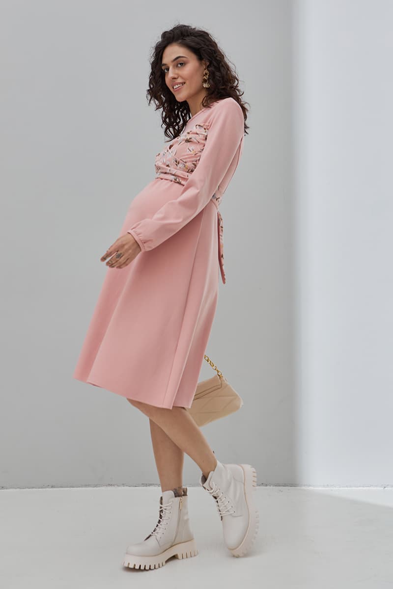 Сукня для вагітних та годування S-XL Юла мама MAGNOLIA DR-30.091 -рожевий
