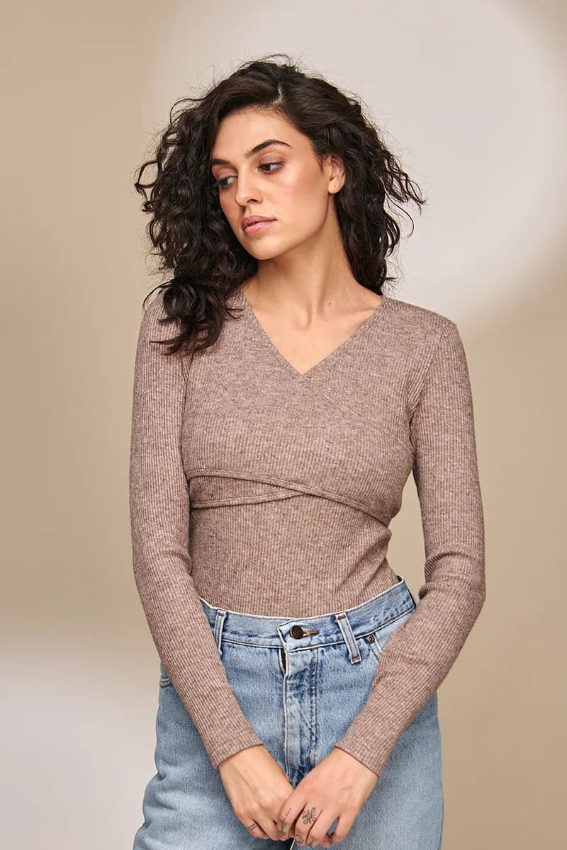 Джемпер для вагітних і годування S-XL Юла мама HELEN BL-33.011 -коричневий фото 7