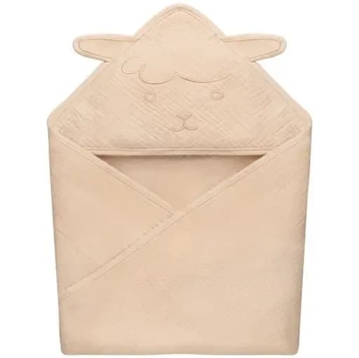 Рушник з капюшоном для купання Lionelo Muslin Hooded Towel Beige Sand 80х80 см LO-MUSLIN HOODED TOWEL BEIGE SAND фото 2
