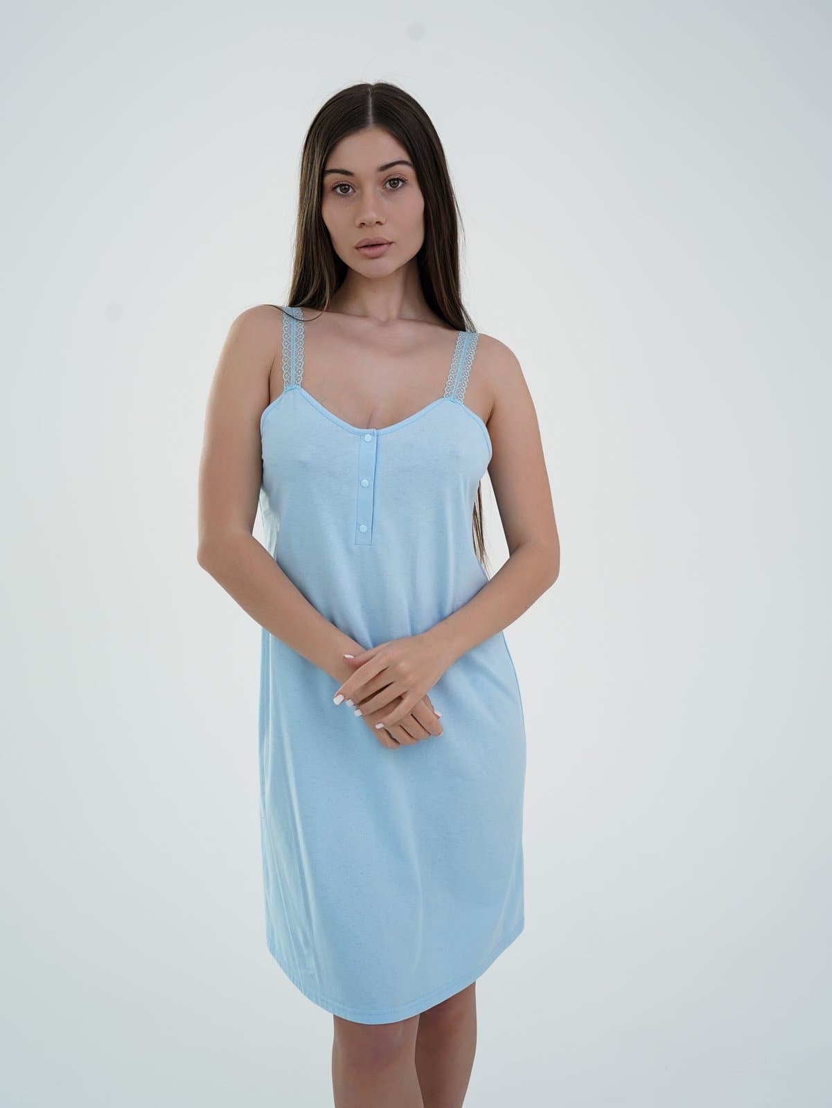 Нічна сорочка з мереживною бретелькою S-XL Мамин Дом 24144