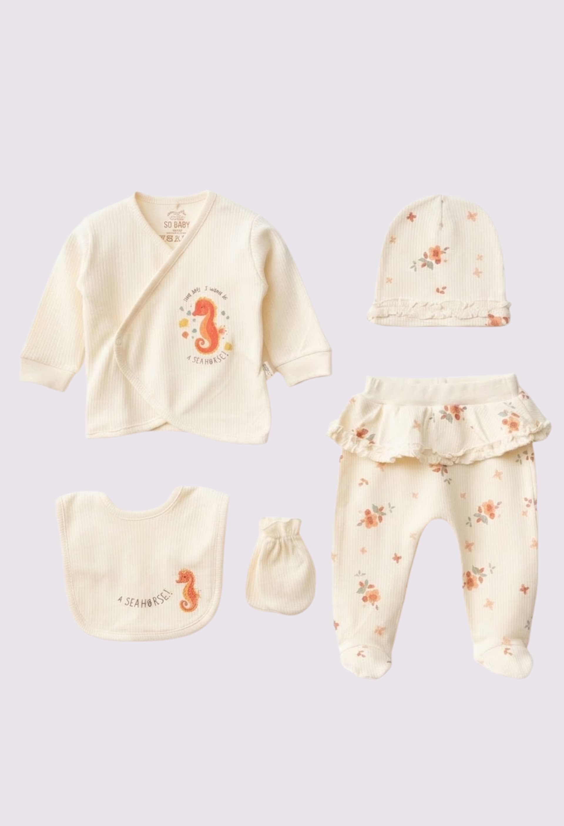Комплект (кофта, штани, шапочка, слинявчик, царапки) 56 SD Baby 2131 cв.беж
