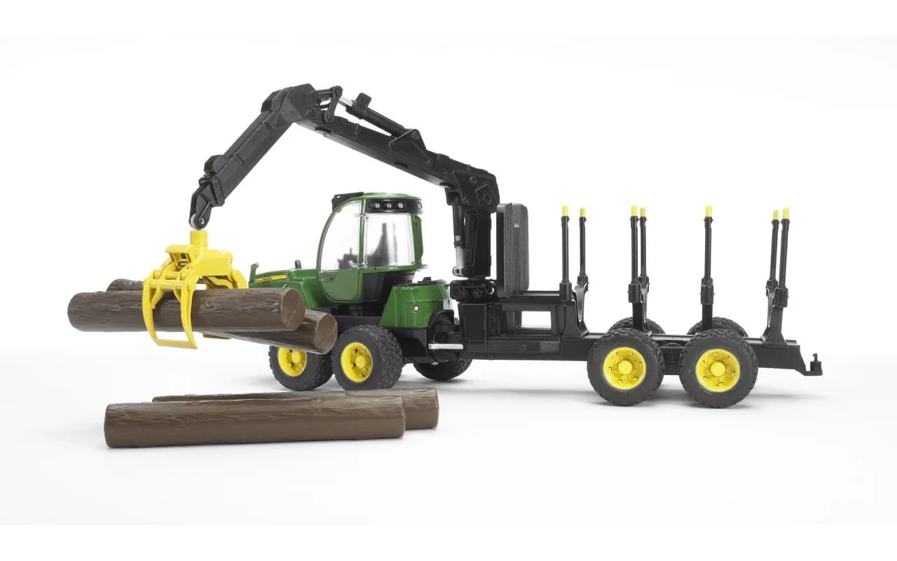 Трактор із системою захоплення John Deere з причепом та колодами Bruder 02133 фото 4