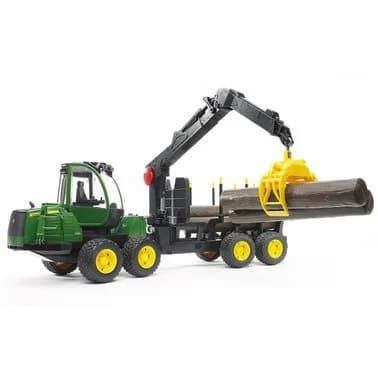 Трактор із системою захоплення John Deere з причепом та колодами Bruder 02133 фото 3