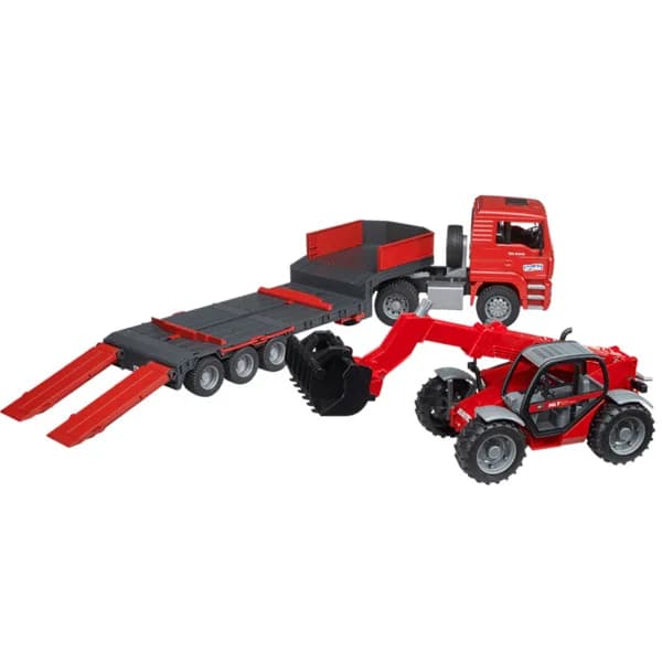 Тягач MAN TGA з причепом та телесопічний навантажувач Manitou MLT 633 Bruder 02774 фото 4