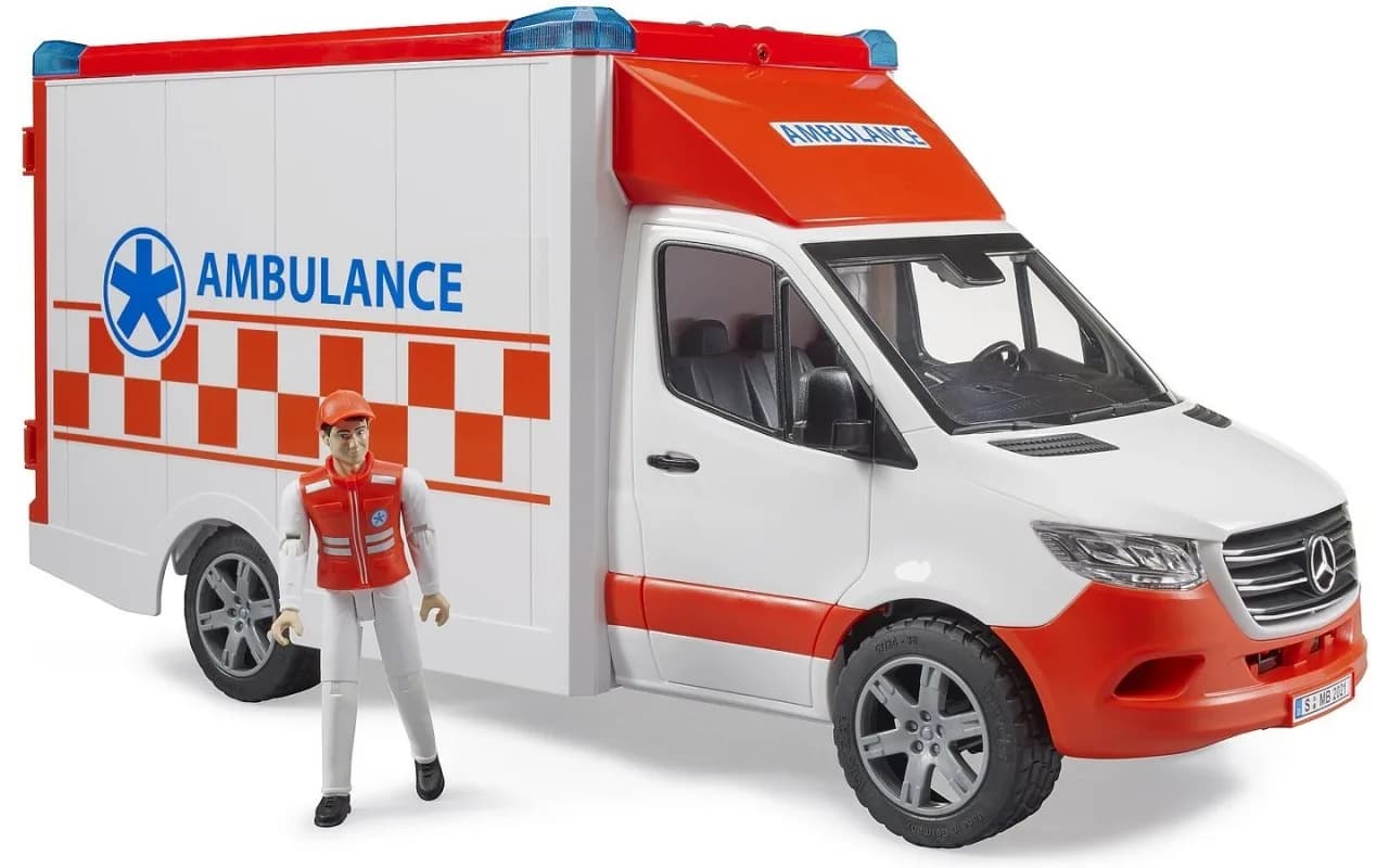 Автомобіль MB Sprinter швидка допомога з фігуркою Bruder 02676 фото 2