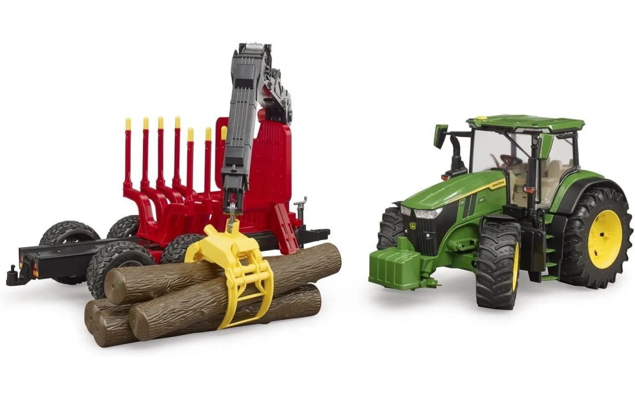 Трактор John Deere з причіпом та маніпулятором Bruder 03154 фото 9
