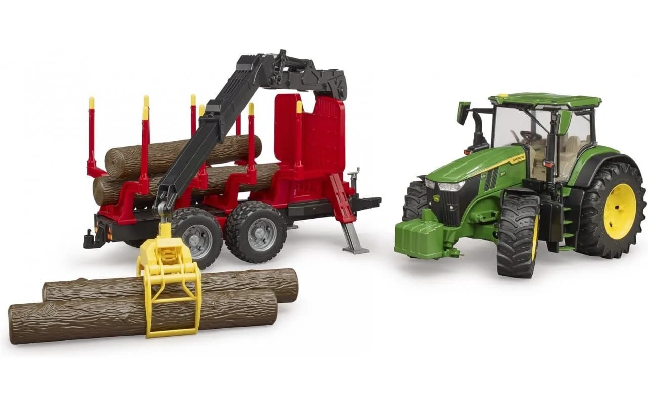 Трактор John Deere з причіпом та маніпулятором Bruder 03154 фото 7