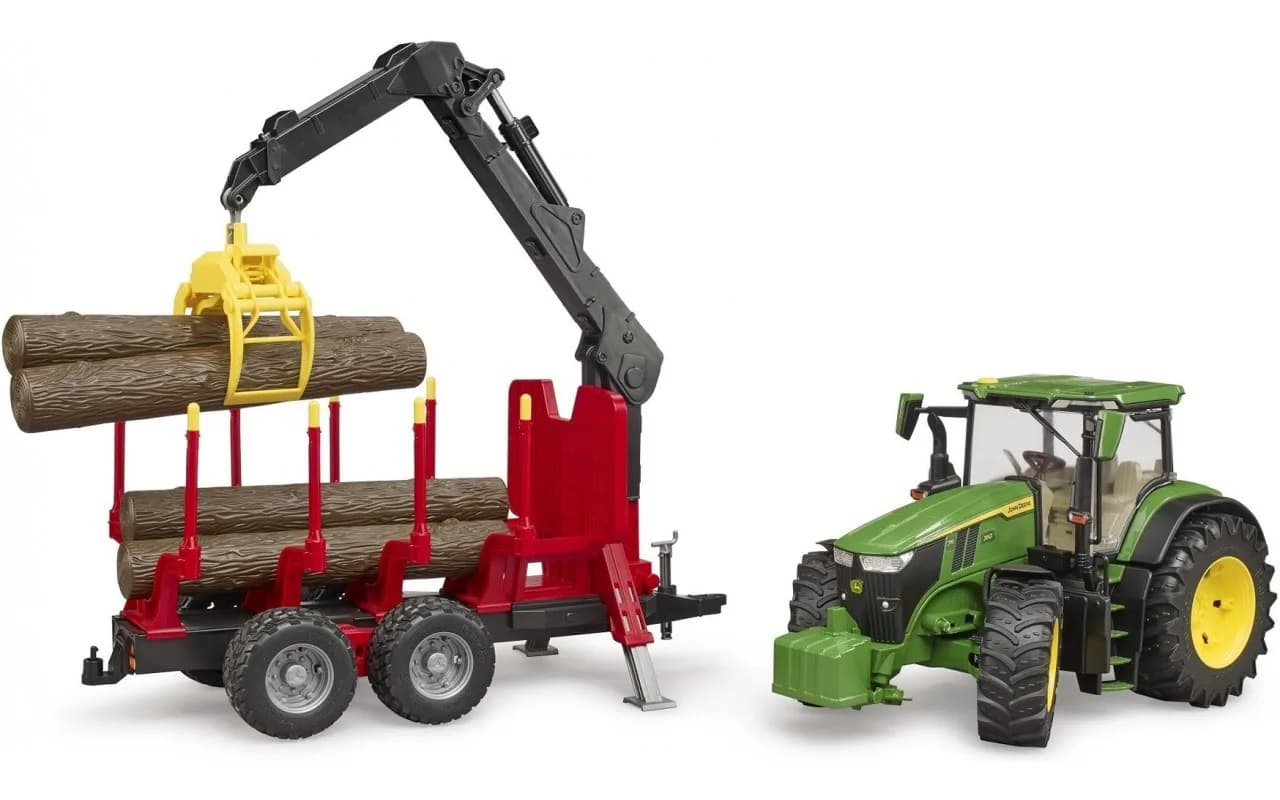 Трактор John Deere з причіпом та маніпулятором Bruder 03154 фото 2