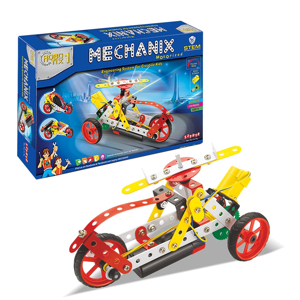 Конструктор металевий з електромотором Zephyr Robotix №1 114дет 01018