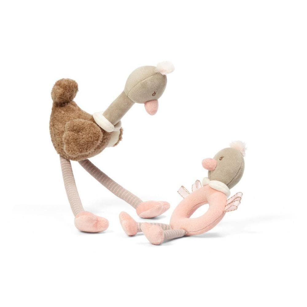 Розвиваючий набір BabyOno М'яка іграшка та брязкальце Страусята 1446