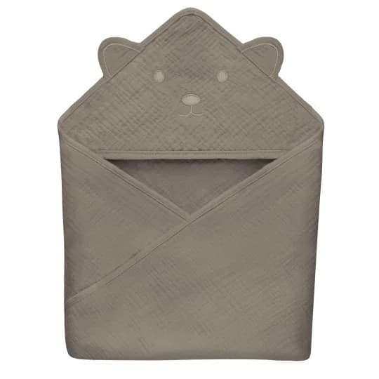 Рушник з капюшоном для купання Lionelo Muslin Hooded Towel Beige Cappuccino 80х80 см LO-MUSLIN HOODED TOWEL BEIGE CAPPUCCINO фото 2