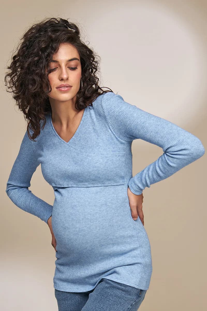 Джемпер для вагітних і годування S-XL Юла мама HELEN BL-33.012 -блакитний фото 2