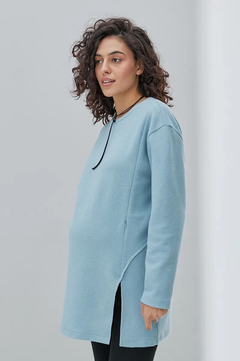 Туніка для вагітних і годування S-XL Юла мама OLIVE TN-43.012 -блакитний фото 3