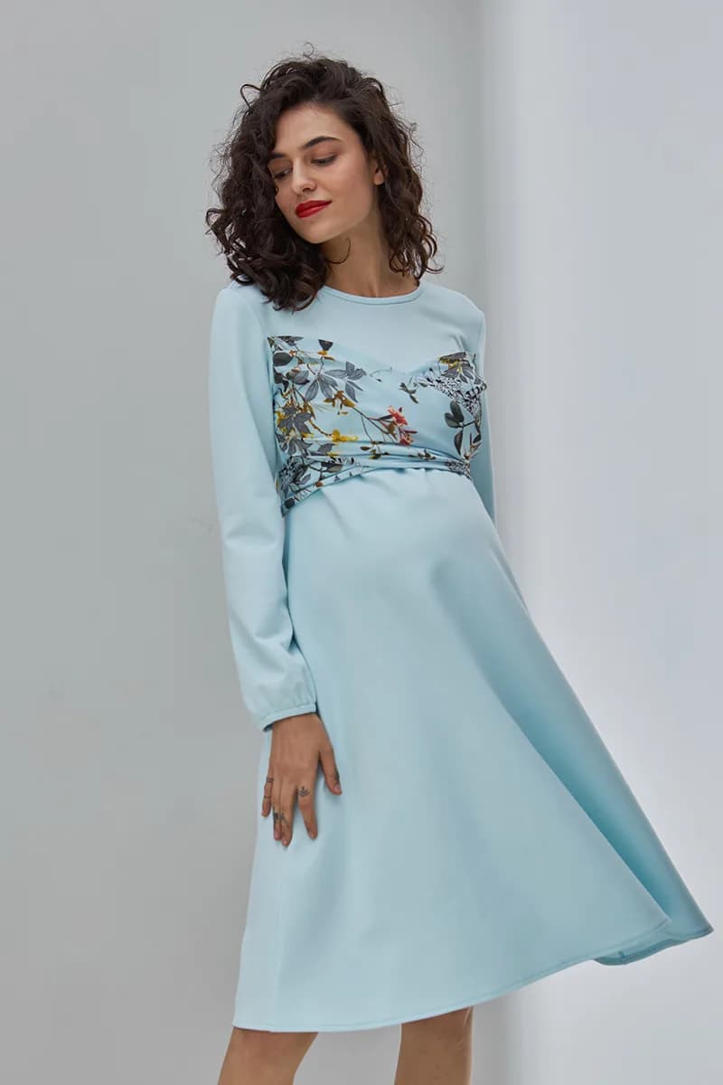 Сукня для вагітних та годування S-XL Юла мама MAGNOLIA DR-30.092 -блакитний фото 3
