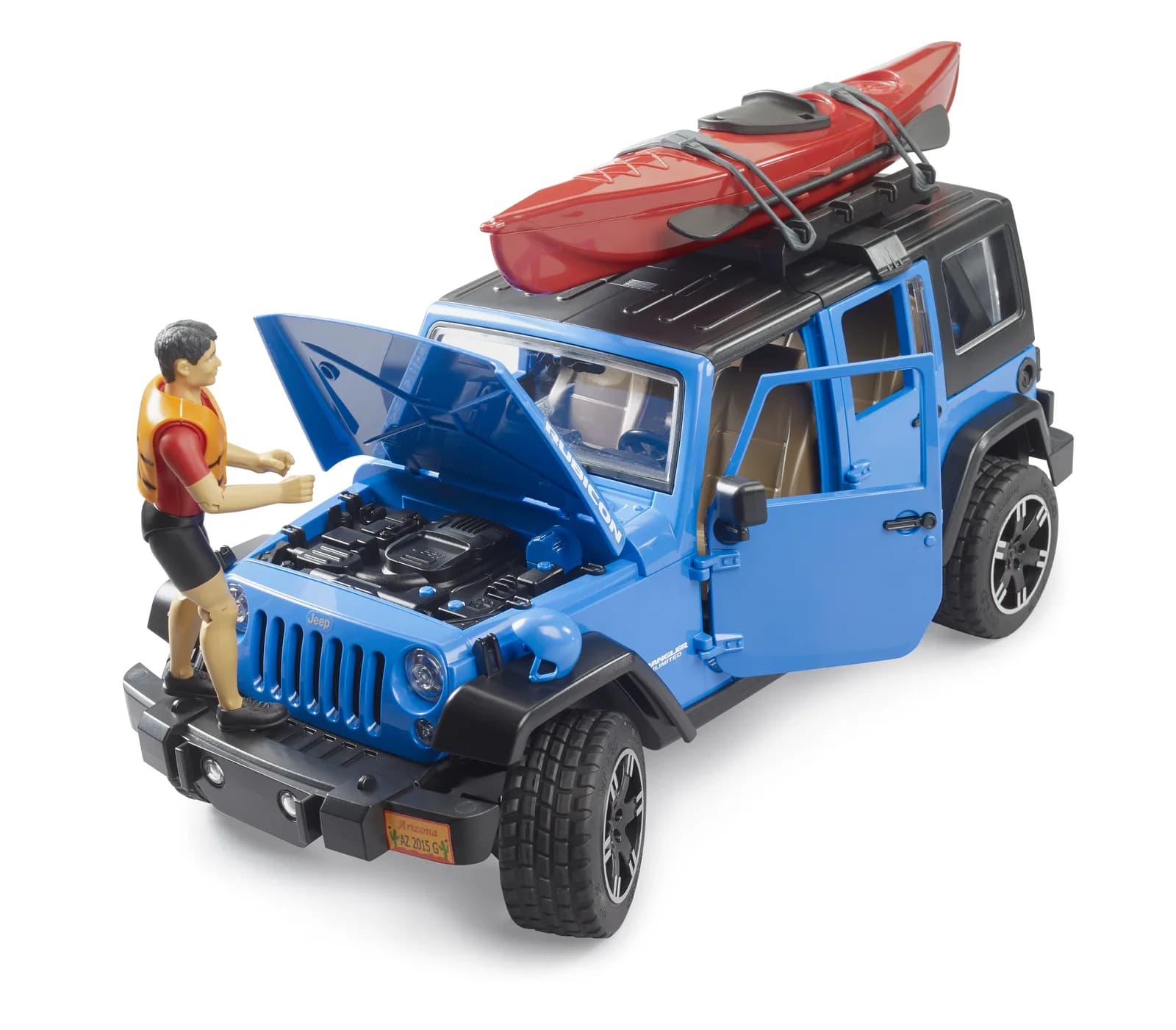 Джип Jeep Wrangler Rubicon Unlimited з каяком та фігуркою 1:16 Bruder 02529 фото 7