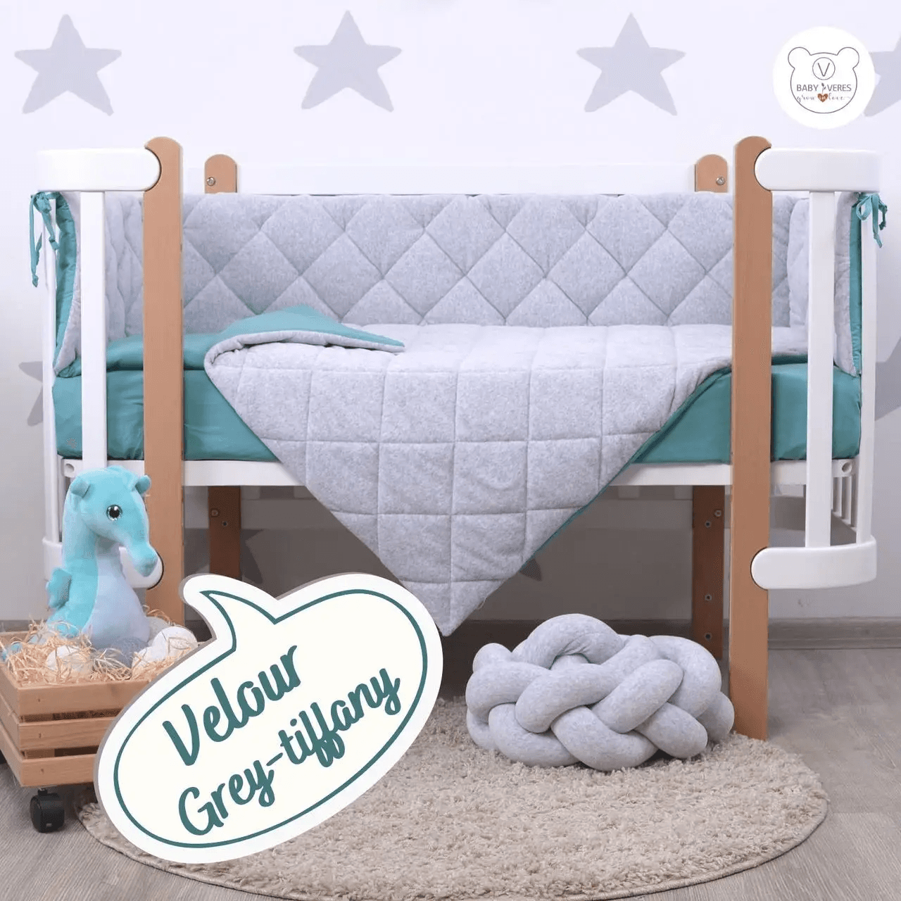Постільний комплект Верес Velour Grey-tiffany 5од 218.01