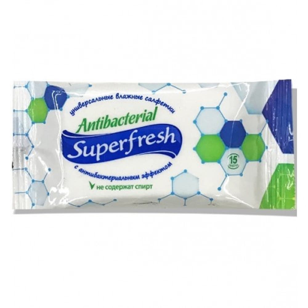 Серветки вологі антибактеріальні Super Fresh 15шт 42216609