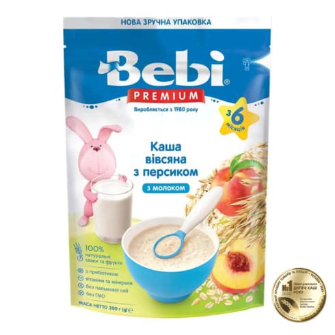 Каша молочна вівсяна з персиком Bebi Преміум 250г 1105056