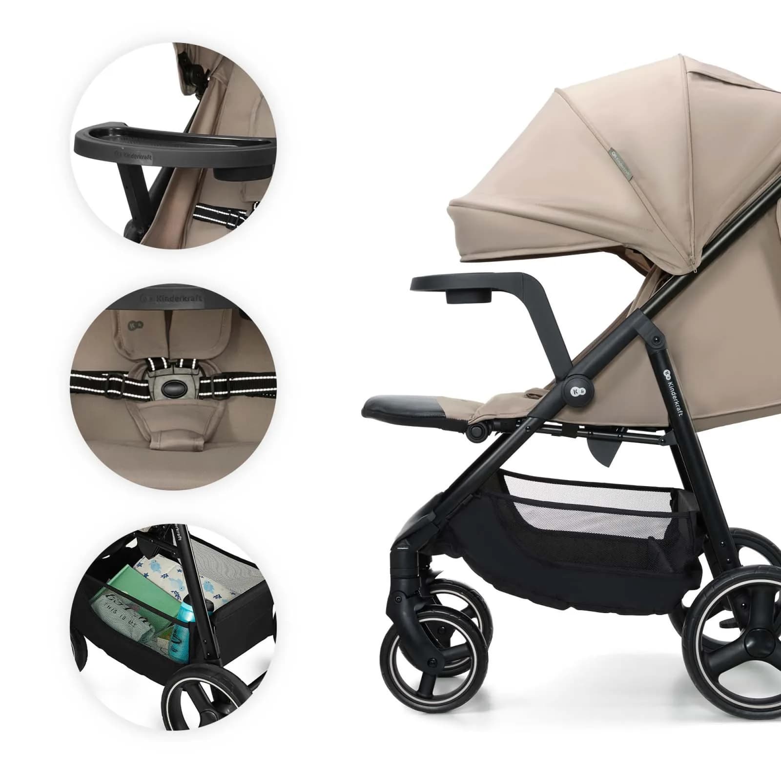 Коляска прогулянкова Kinderkraft Trig 3 Tray KSTRIG03BEG000T Beige фото 6