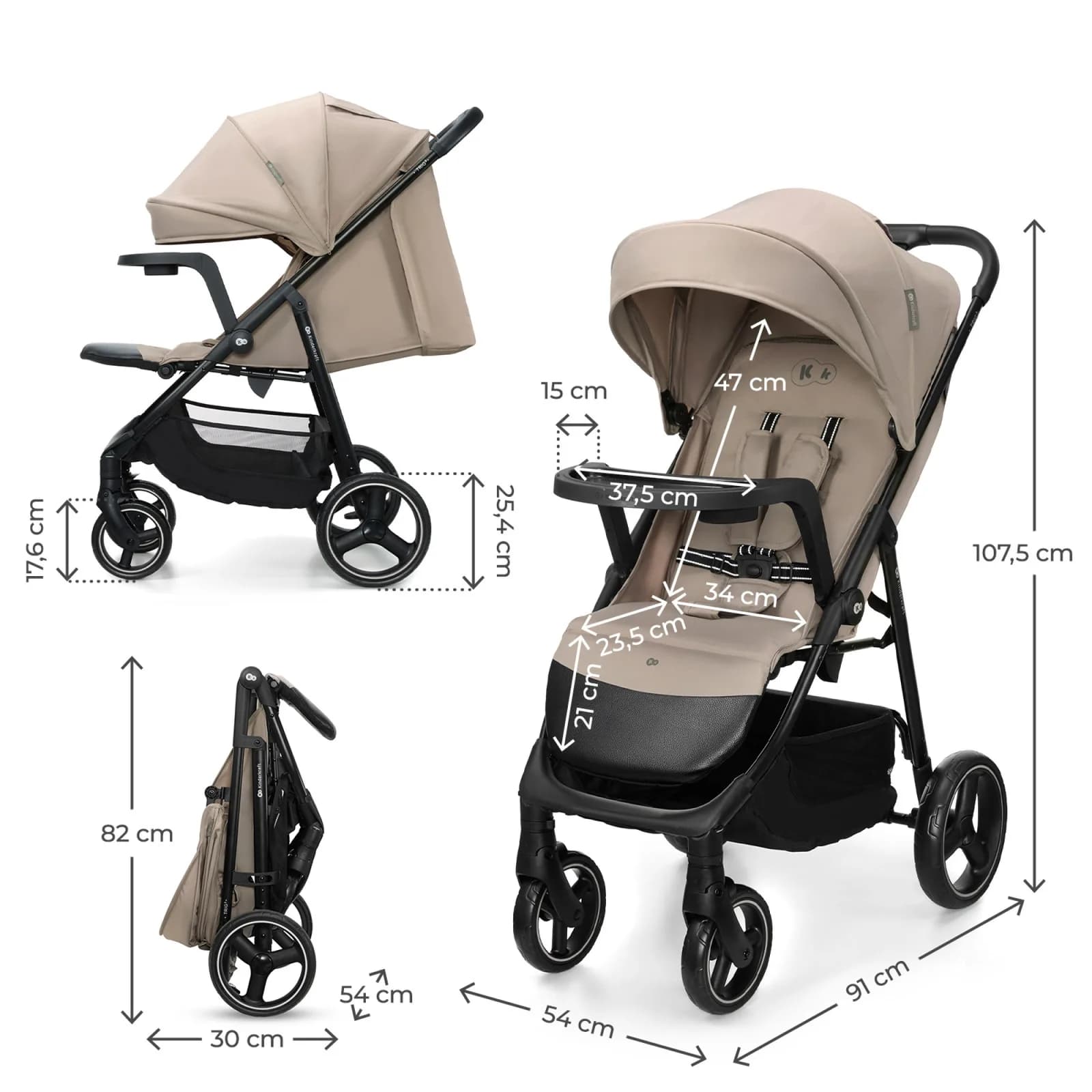Коляска прогулянкова Kinderkraft Trig 3 Tray KSTRIG03BEG000T Beige фото 9