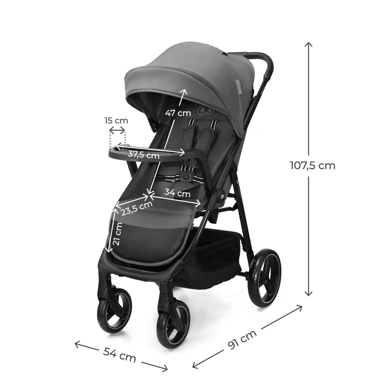 Коляска прогулянкова Kinderkraft Trig 3 Tray KSTRIG03GRY000T Grey фото 4