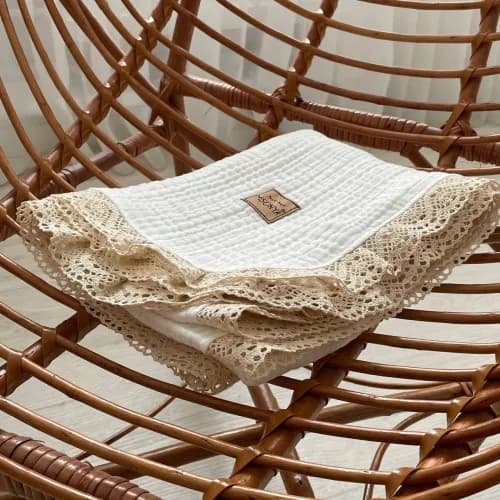 Плед муслін жатка Маленька Соня Білий з мереживом Хвиля 8709140 фото 3