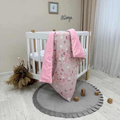 Плед-конверт з ковдрою Маленькая Соня на Minky/косичка Метелики 10500222-1 з бантиком фото 3