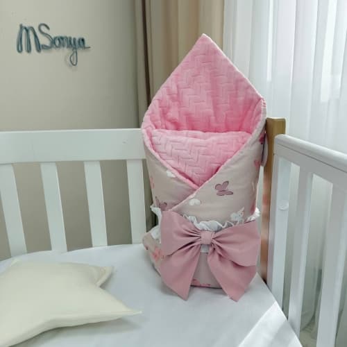 Плед-конверт з ковдрою Маленькая Соня на Minky/косичка Метелики 10500222-1 з бантиком
