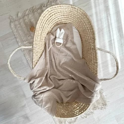 Плед в'язаний Маленька Соня Ромби 9375539 пісочний фото 2