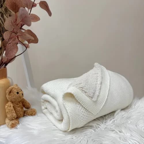 Плед в'язаний Маленька Соня Teddy Рогожка 9377814 new айворі фото 2