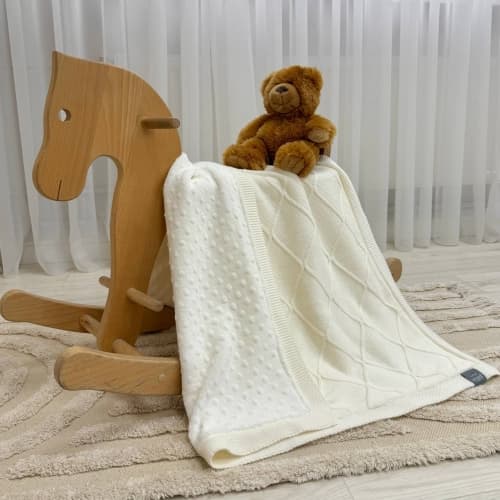 Плед в'язаний WellSoft Маленька Соня Ромби 93135814 айворі
