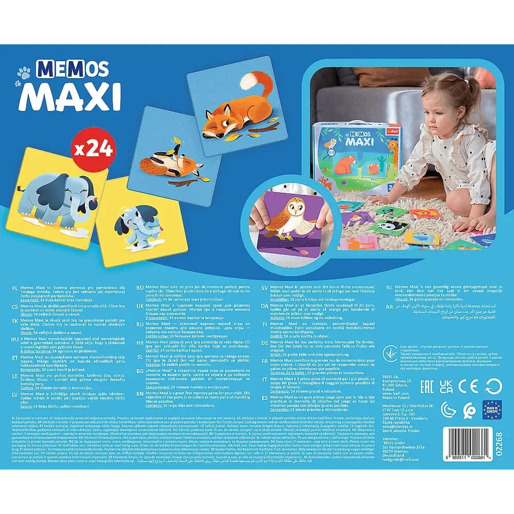 Гра настільна Trefl Мемос MAXI Батьки та діти тварин 02268 фото 5