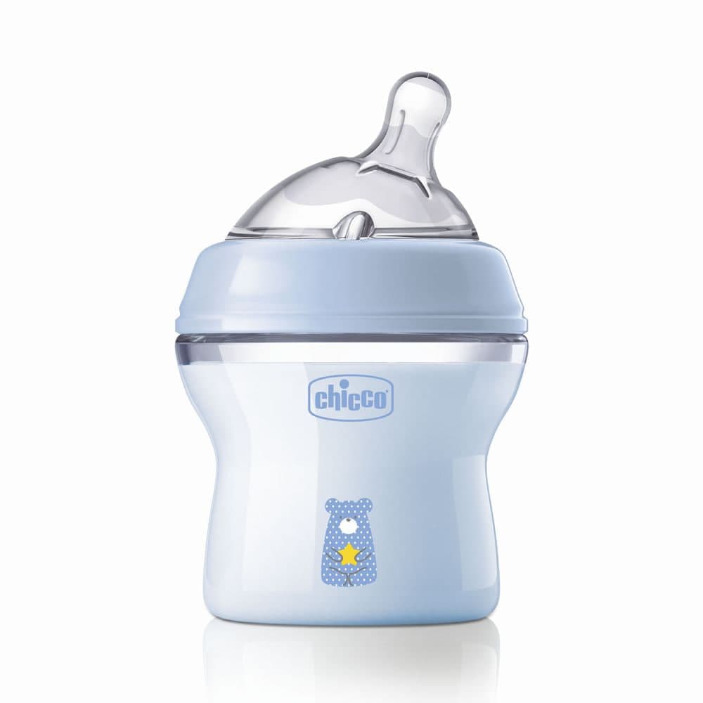 Пляшечка пластикова Chicco Natural Feeling 150мл, соска силіконова, повільний потік 0+ 81311.20