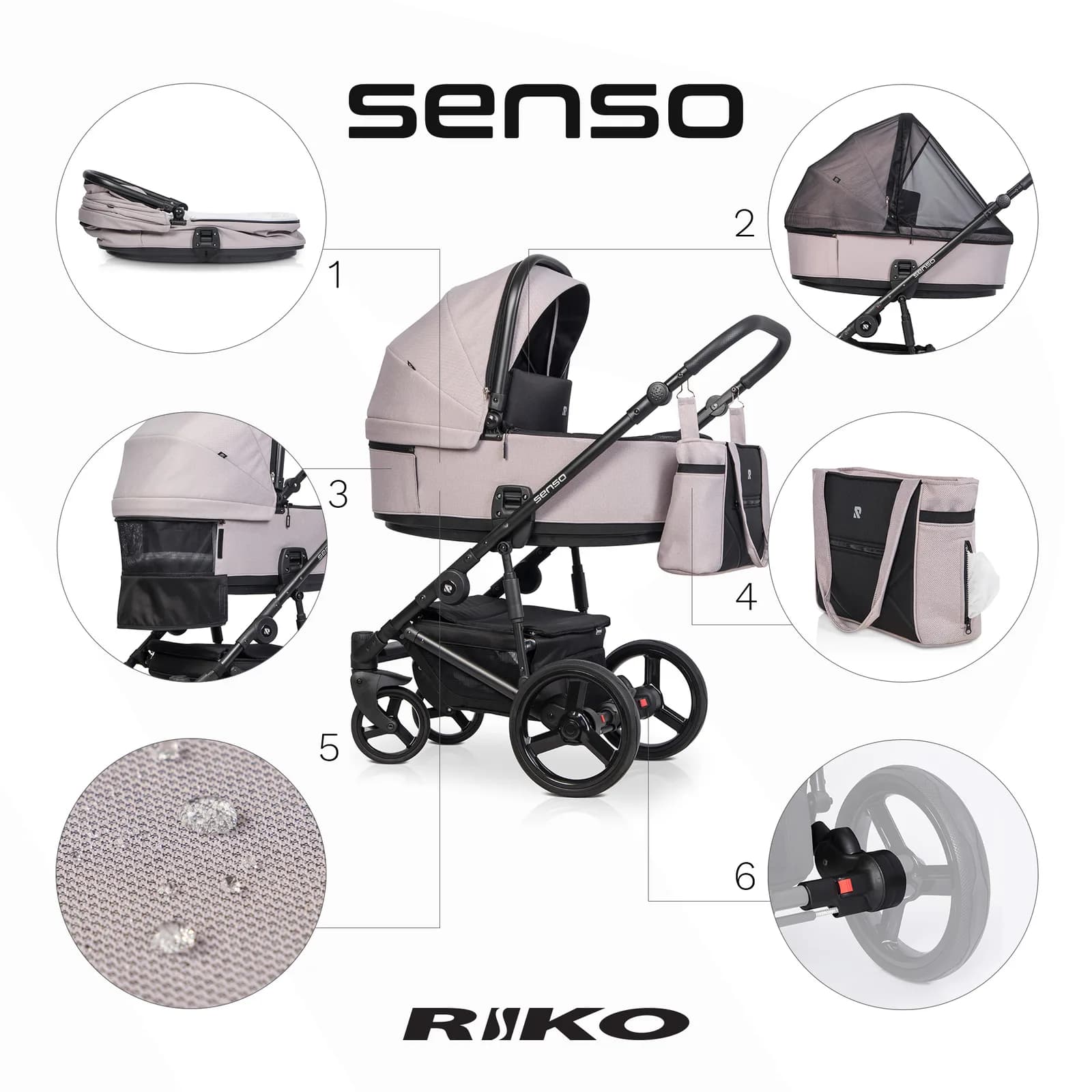 Коляска унiверсальна 2в1 Riko Senso 04 Rose NEW RSS-04 фото 3