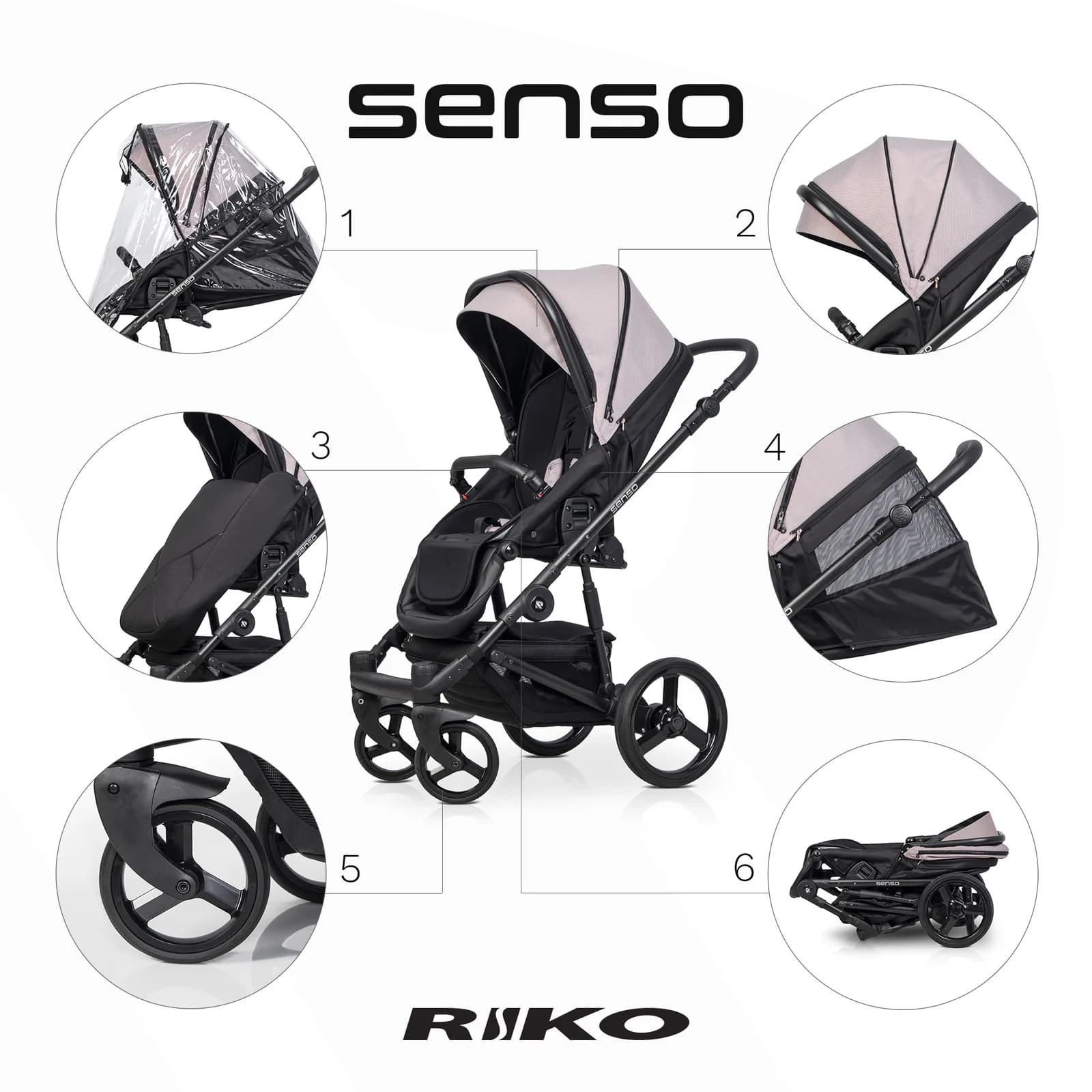 Коляска унiверсальна 2в1 Riko Senso 04 Rose NEW RSS-04 фото 2