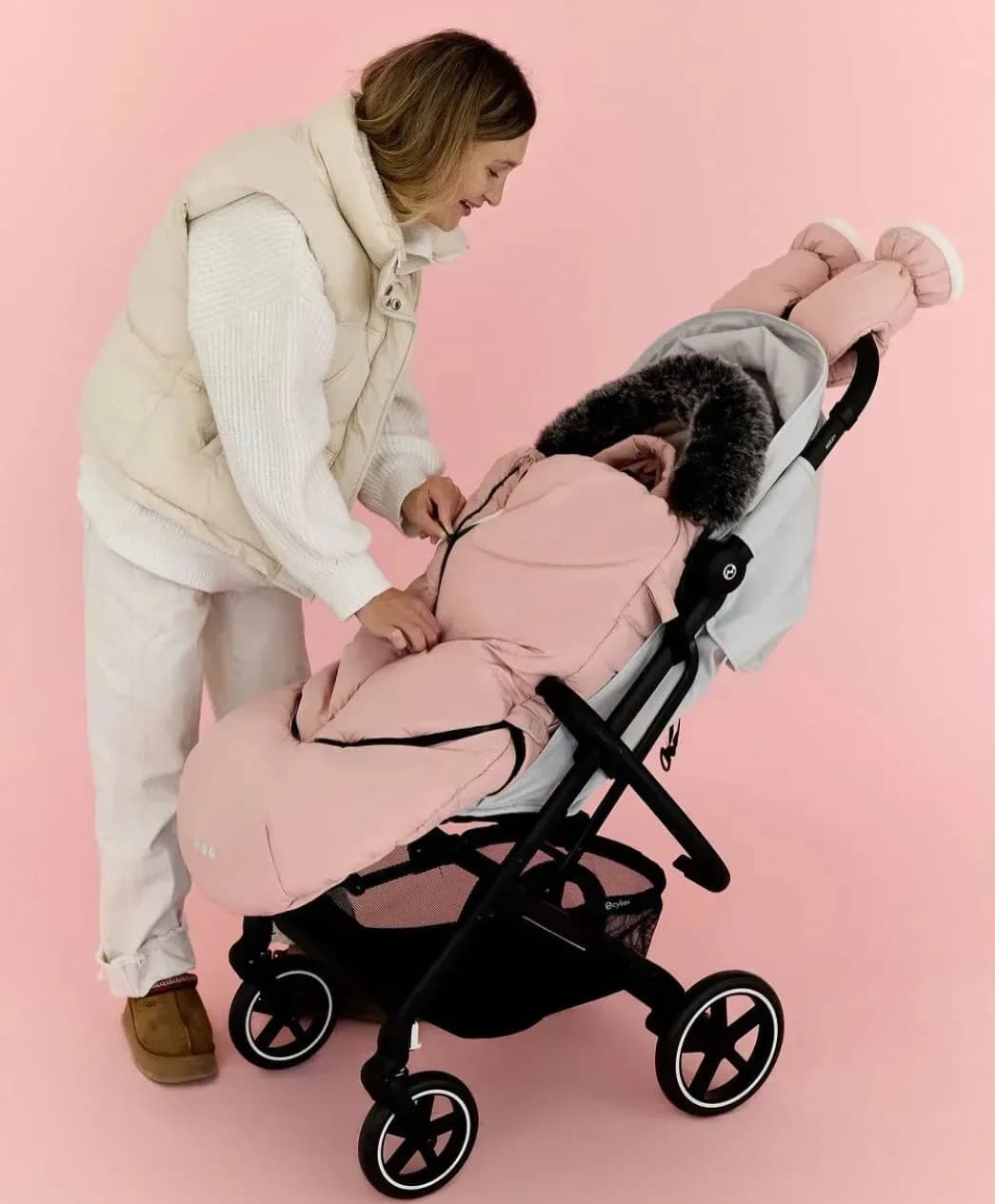 Рукавиці на коляску на магнітах "Пудра" Decoza Moms rukavitsy-OK002 фото 4