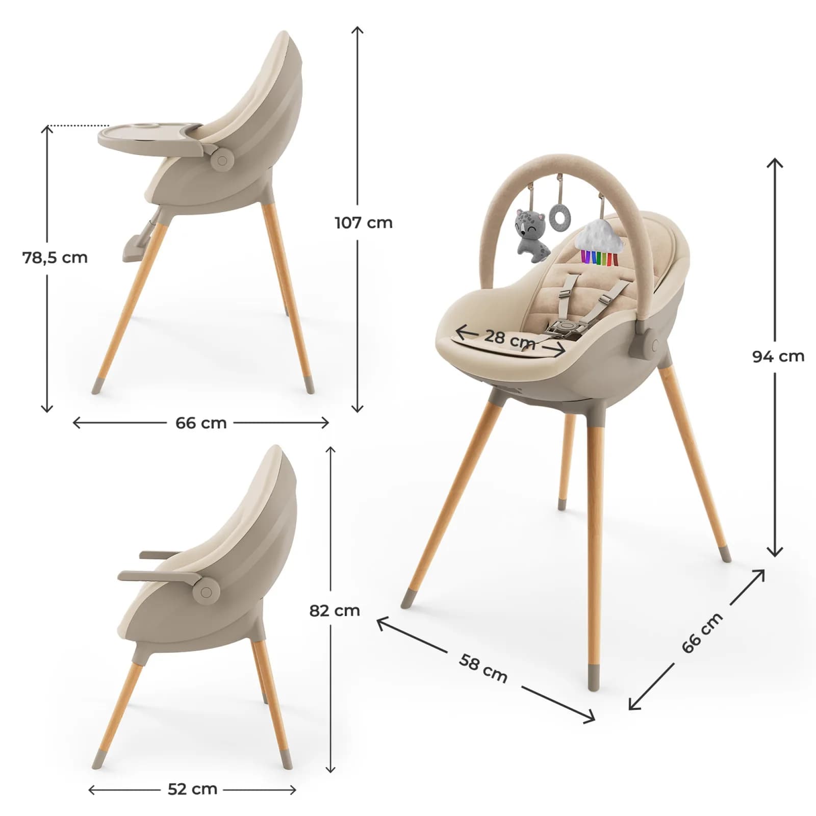 Стільчик для годування Kinderkraft Fini Up KHFINIUPBEG0000 Beige фото 8