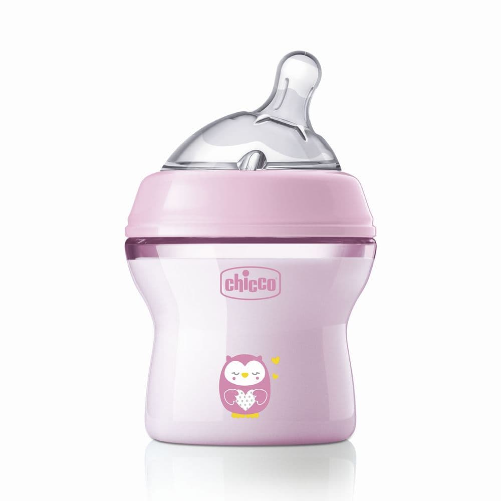 Пляшечка пластикова Chicco Natural Feeling 150мл, соска силіконова, повільний потік 0+ 81311.10